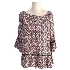 “Fever” Women's Ruffle Sleeve Boho Peasant Top Poet Blouse | Size M